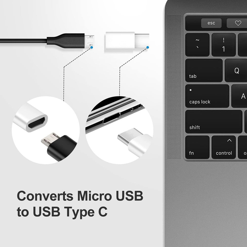 (2 Pack) Micro USB Female to USB-C Male Adapter Connector