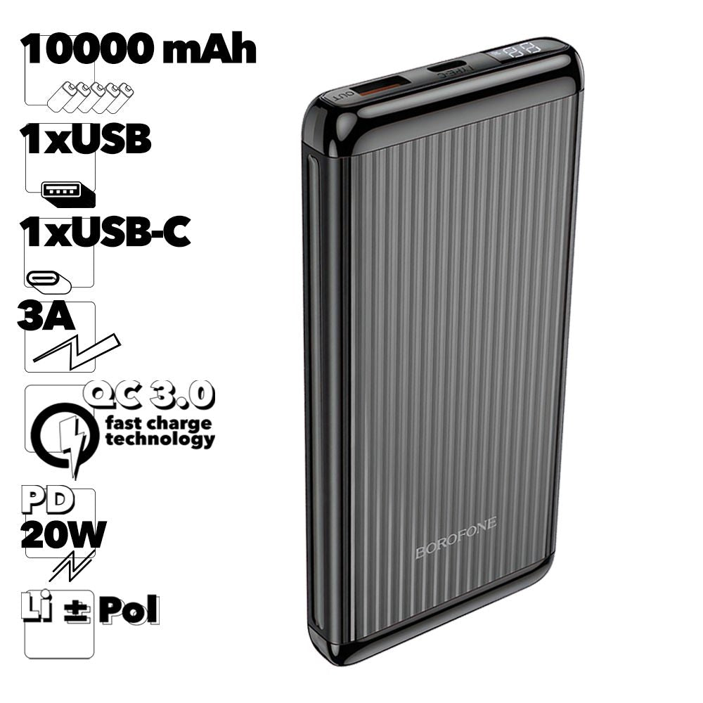 (10000mAh) PD 20W QC3.0 USB-C Battery Pack Charger Portable Power Bank