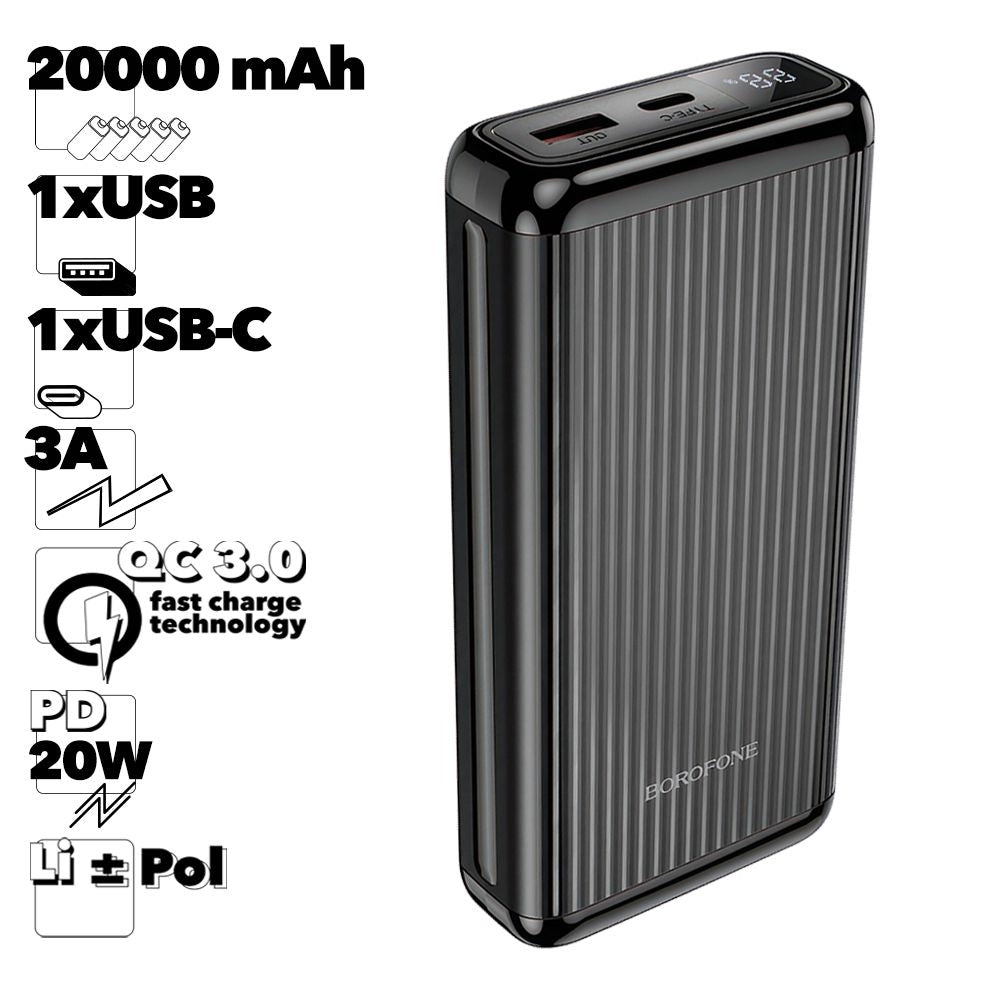 (20000mAh) PD 20W QC3.0 USB-C Battery Pack Charger Portable Power Bank