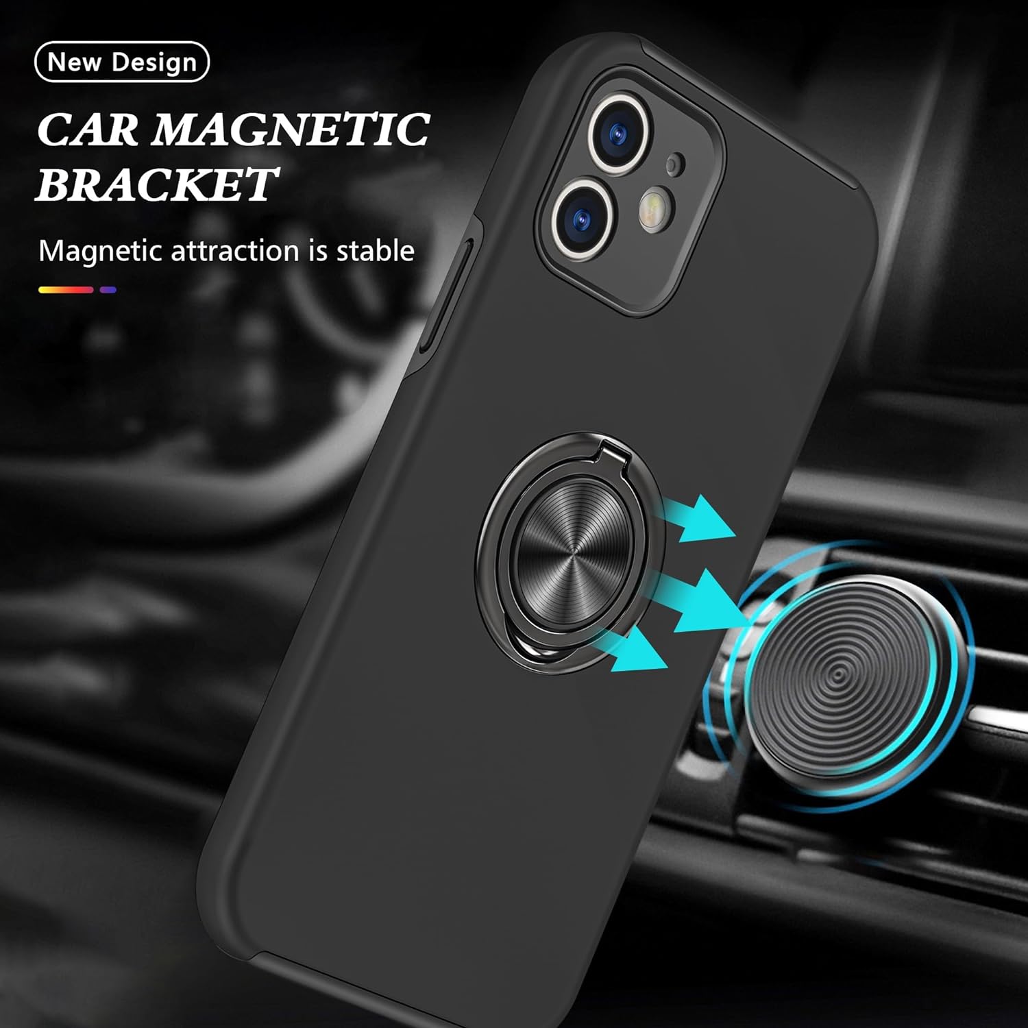 Hybrid Magnetic Invisible Ring Case for iPhone 11