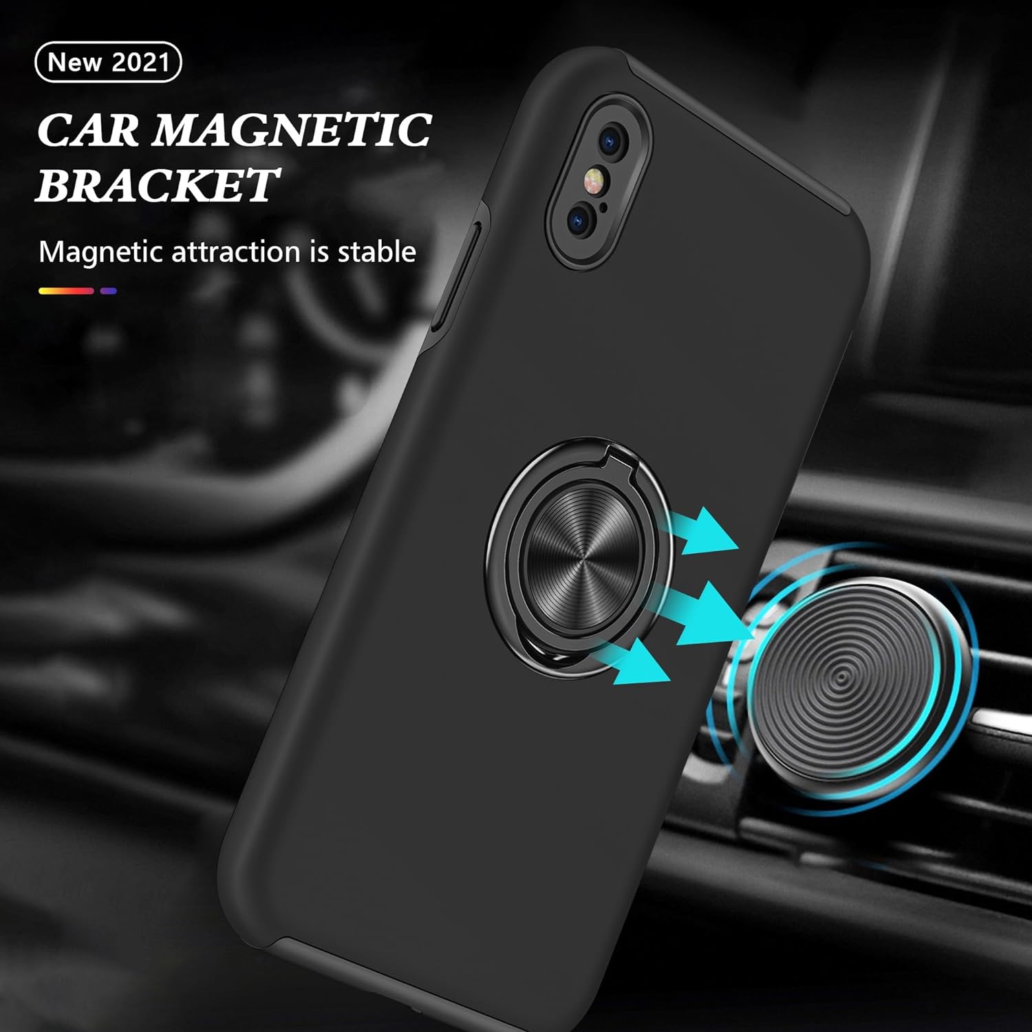 Hybrid Magnetic Invisible Ring Case for iPhone X / XS