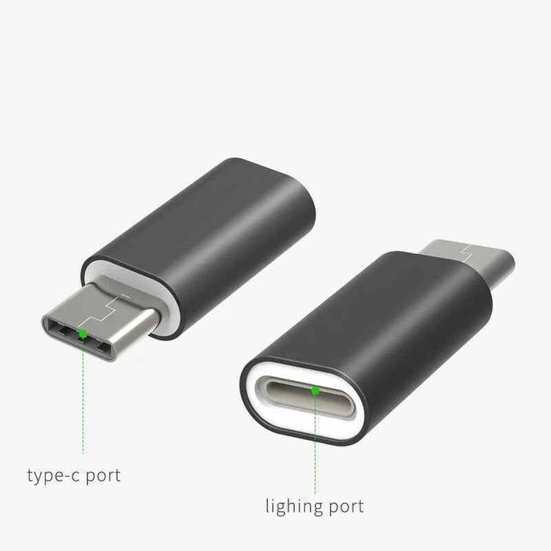 (2 Pack) Lightning Female to USB-C Male Adapter Connector