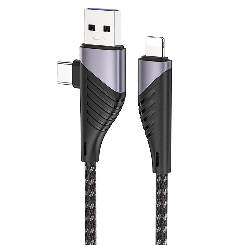 Nylon Braided USB-A / USB-C to Lightning Fast Charging Data Cable (1m)