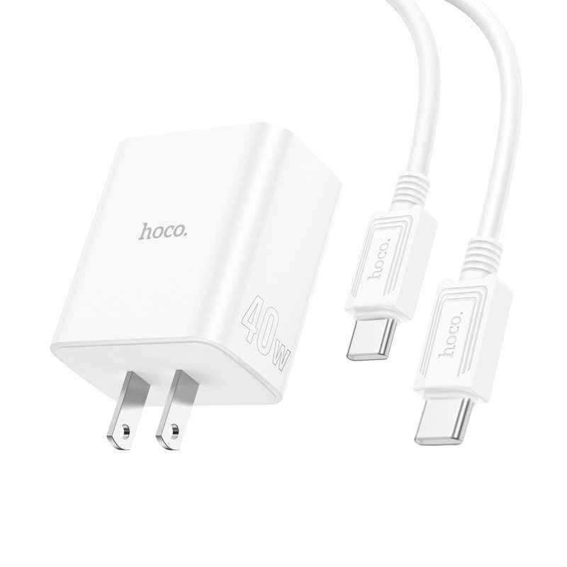 PD 40W Triple Ports Port USB-A et 2x Ports USB-C Adaptateur secteur pour chargeur mural