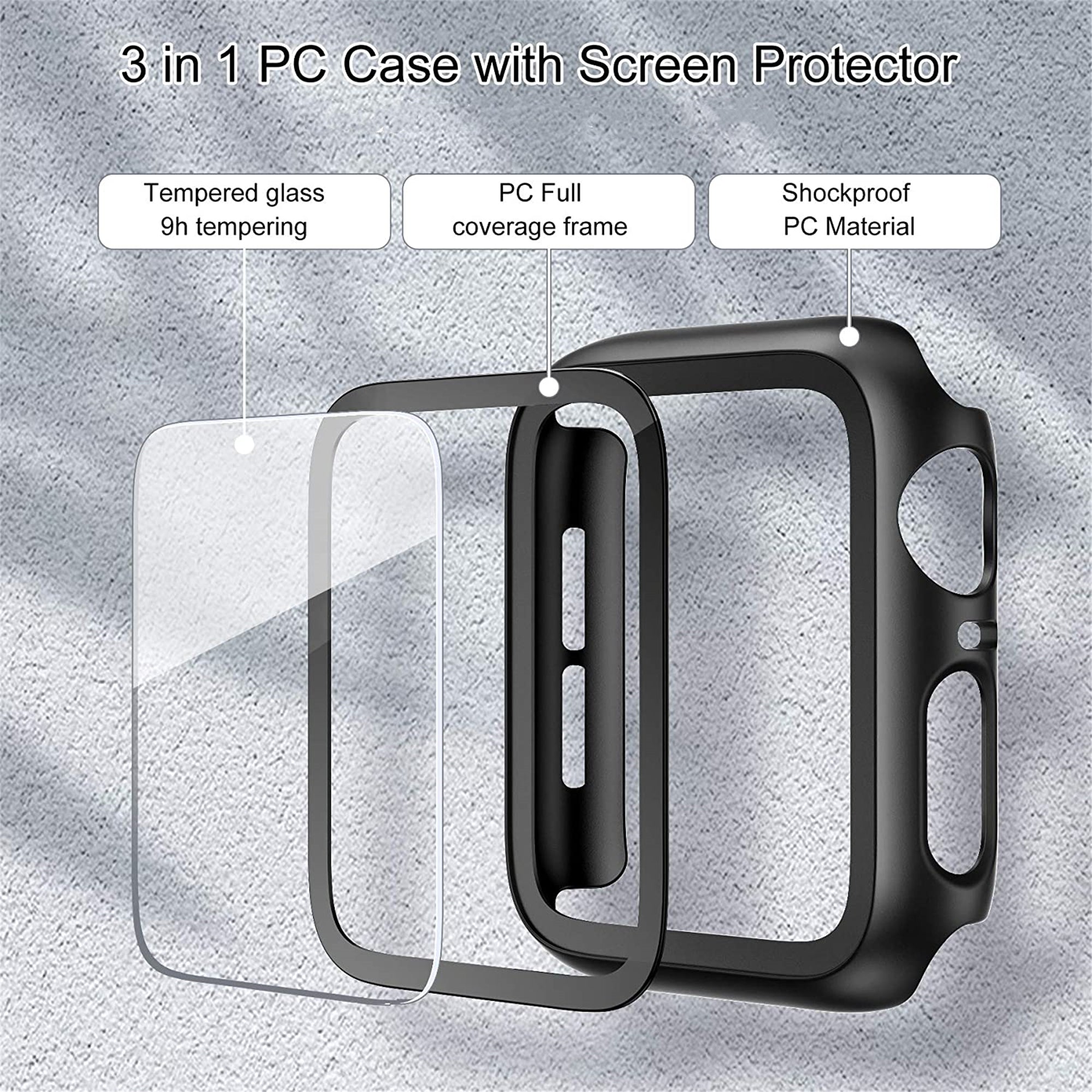 Hard PC Rugged Case & Screen Protector for Apple Watch iWatch