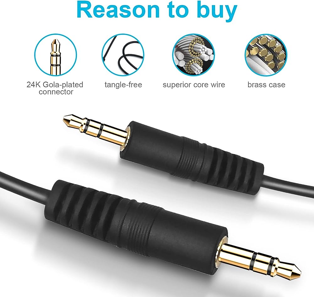 3.5mm Male to Male Stereo Audio Jack Aux Cable (1m)