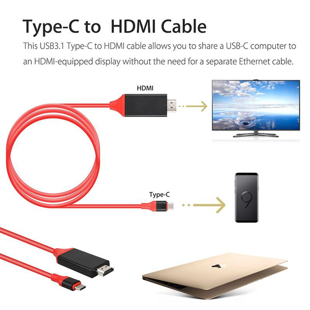 USB-C Male to HDMI Male Adapter Charging Cable (2m)