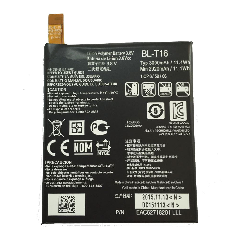 Batterie de remplacement pour LG G Flex 2 (H950 H959 LS996), BL-T16