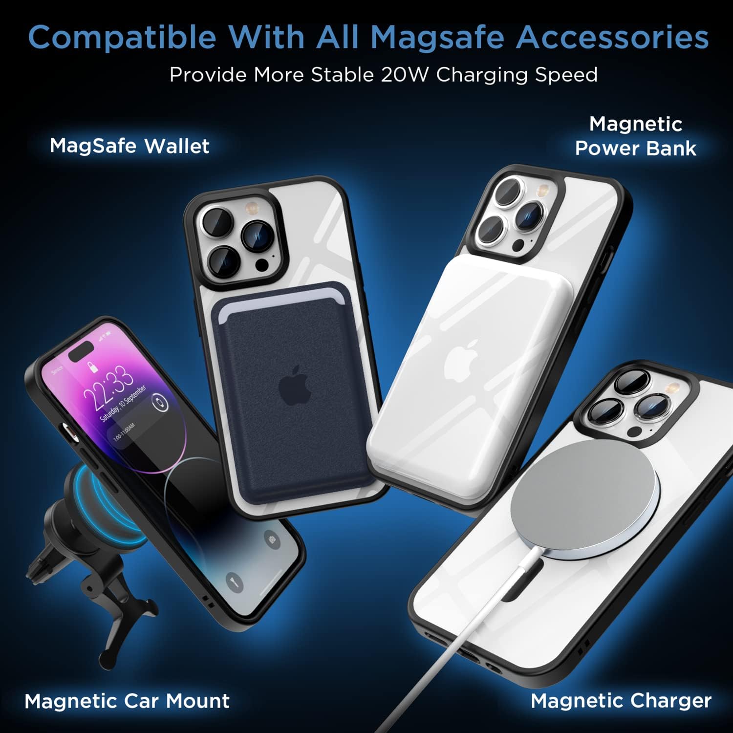 Coque hybride transparente MagSafe pour iPhone 15 Pro