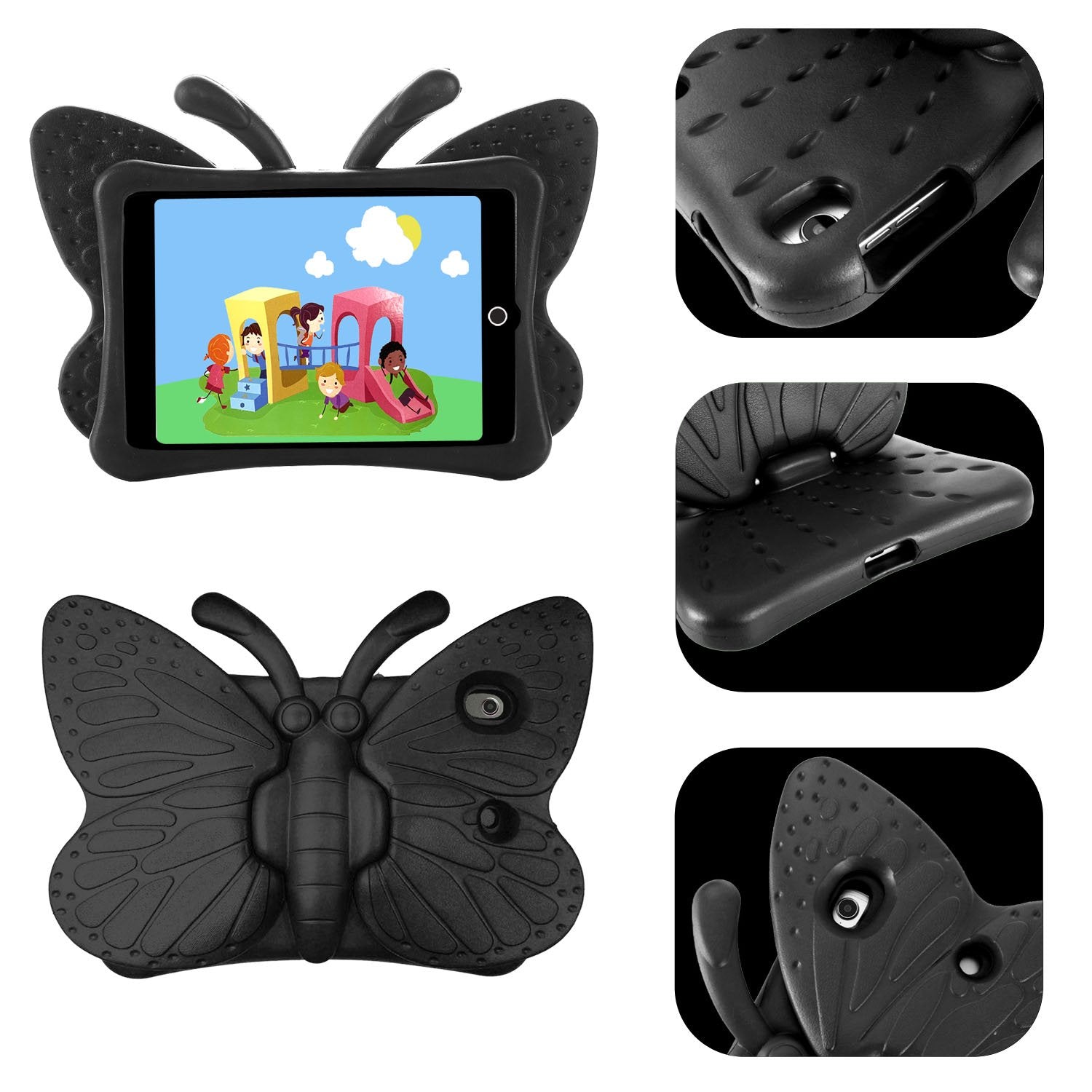 Coque en silicone pour enfants papillon pour iPad 5 6 (5ème 6ème génération) / Air 1 2 (1ère 2ème génération) / Pro 9,7