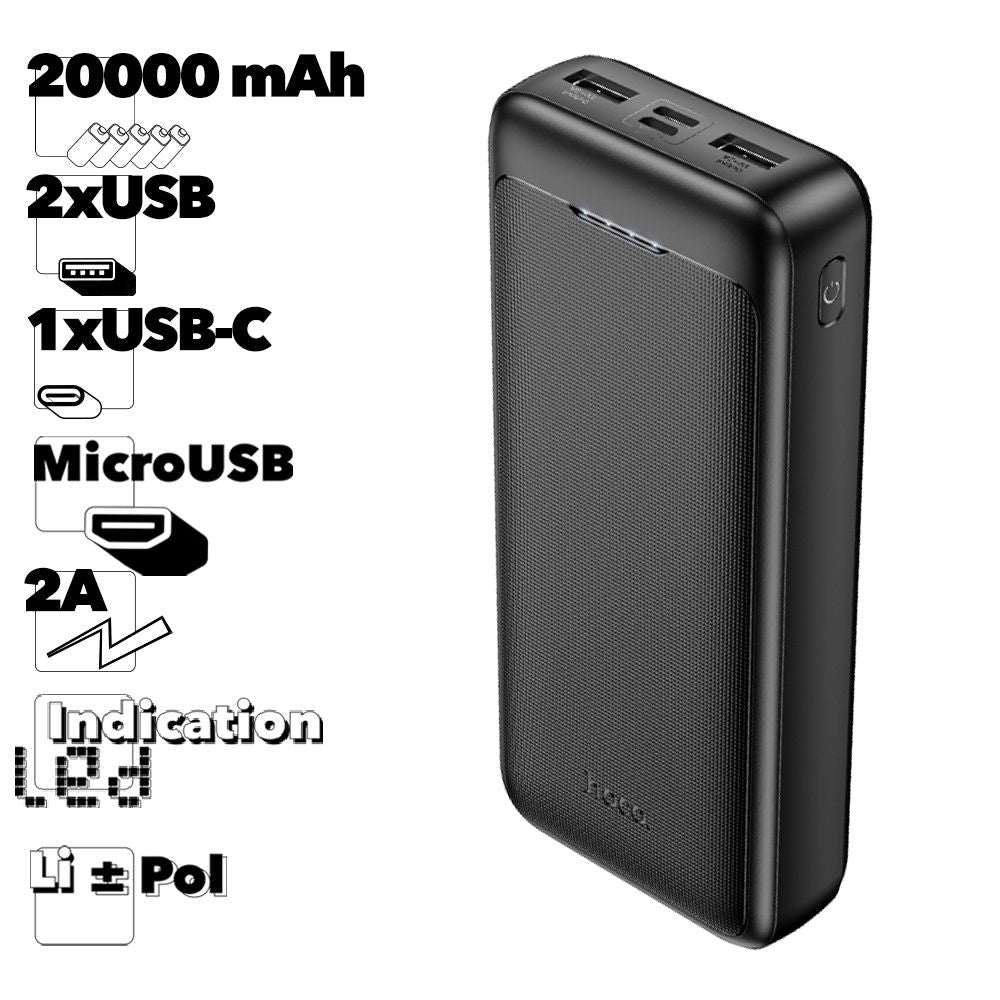 (20000mAh) PD 20W QC3.0 Micro USB USB-C Chargeur de batterie Banque d'alimentation portable