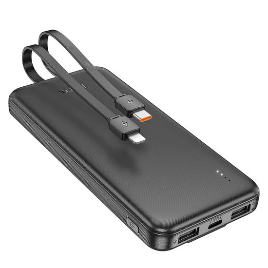 (10000mAh) External Battery Charger Portable Power Bank with USB-C Lightning Cables