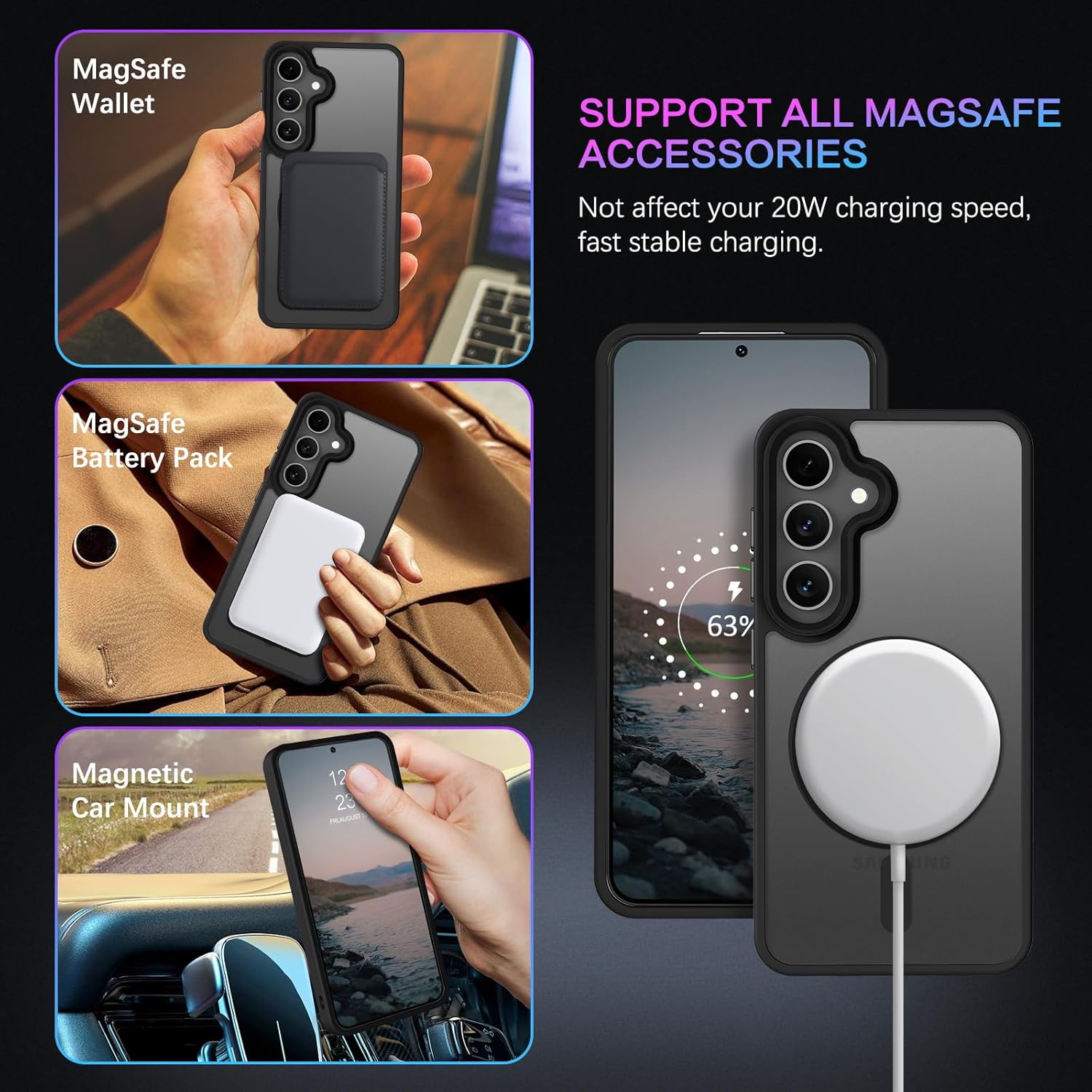 Coque hybride magnétique mate MagSafe pour Samsung Galaxy A16