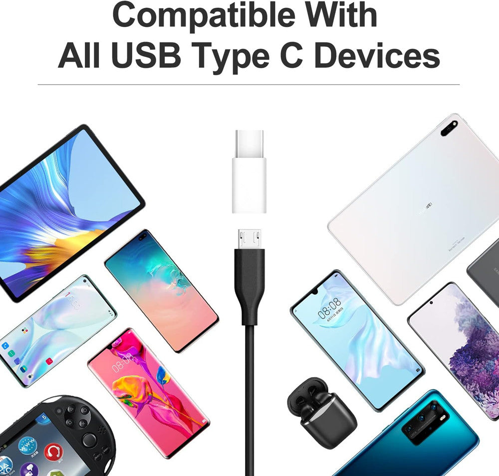 (2 Pack) Micro USB Female to USB-C Male Adapter Connector