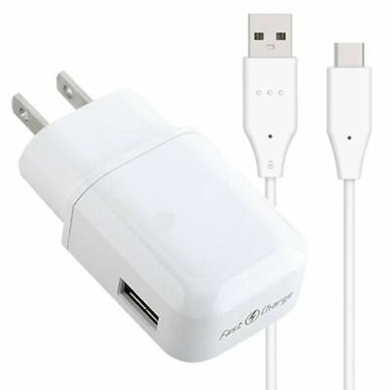 USB-A Fast Charging Power Adapter Wall Charger & USB-C Cable (1m)