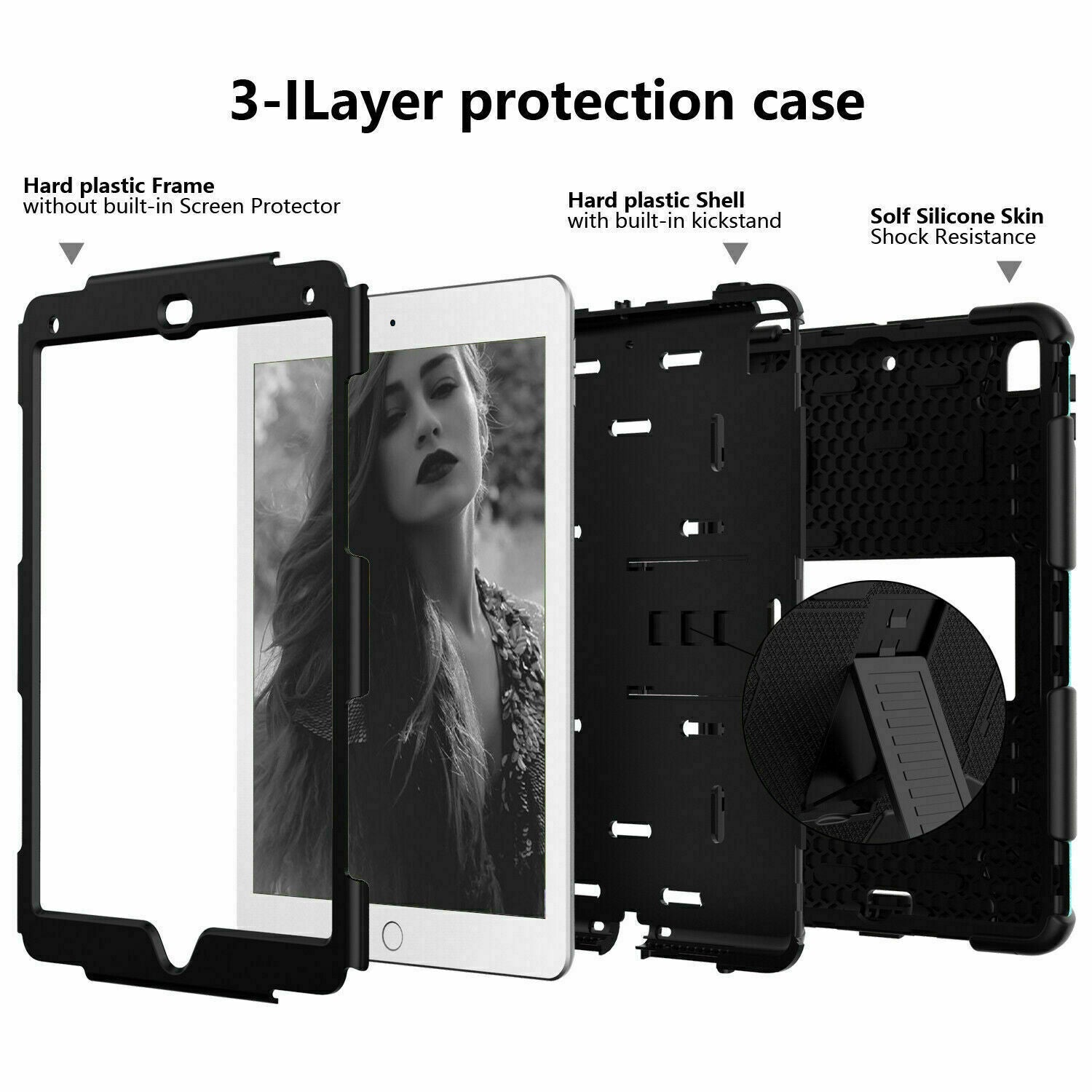 Rugged Defender Case for Samsung Tab S7 FE (T730 T735) / S7+ Plus (T970 T975) / S8+ Plus 12.4