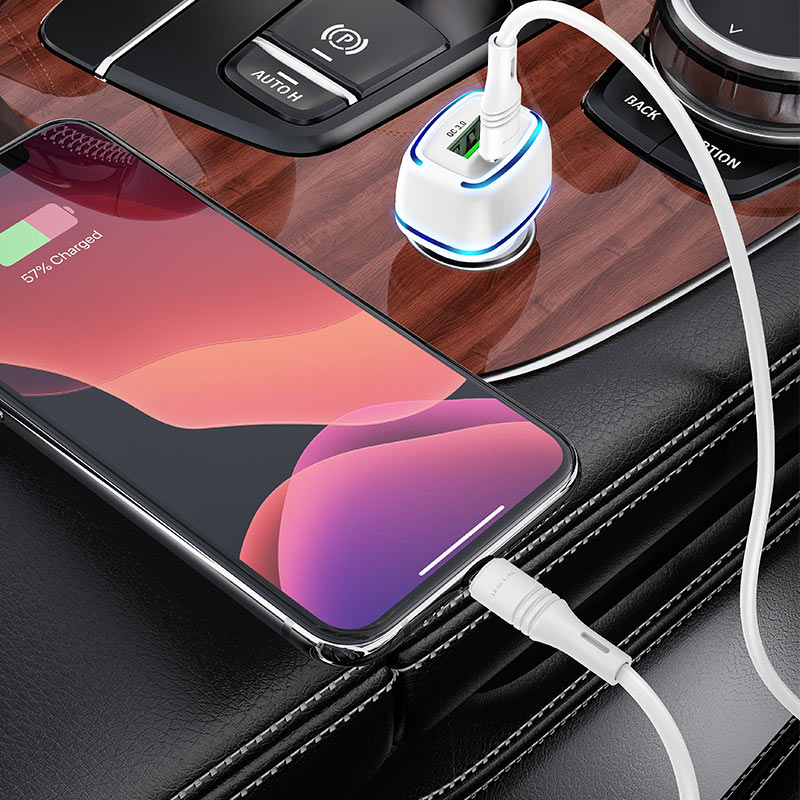 (20W) Fast Car Charger with Dual USB Ports & USB-C to USB-C Cable