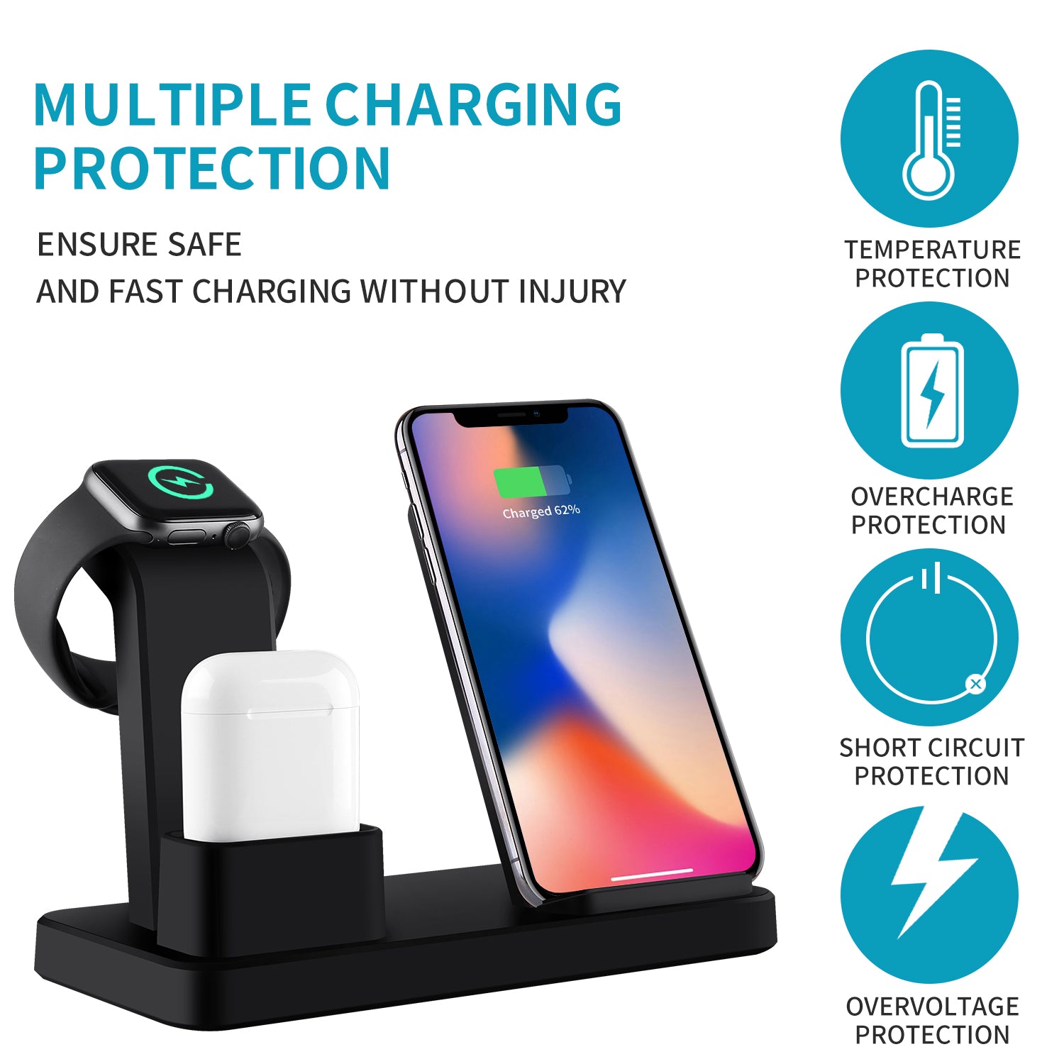 3 in 1 Magnetic Wireless Charger Dock Stand Station