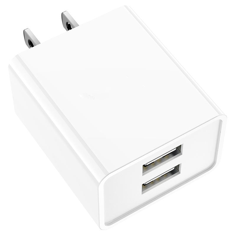 Dual USB-A Ports Power Wall Plug Charger Travel Adapter