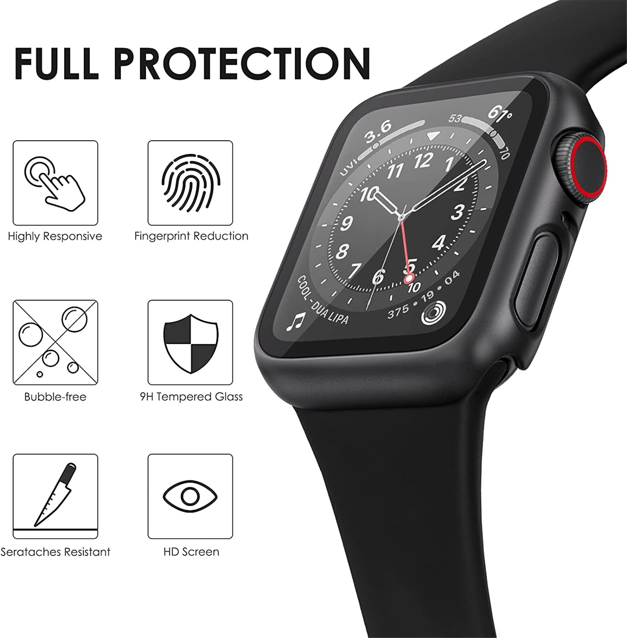 Boîtier rigide en PC et protecteur d'écran pour Apple Watch iWatch