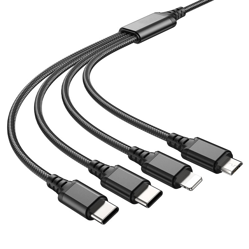 4 in 1 USB-A to Lightning Micro USB USB-C Charging Cable (1m)