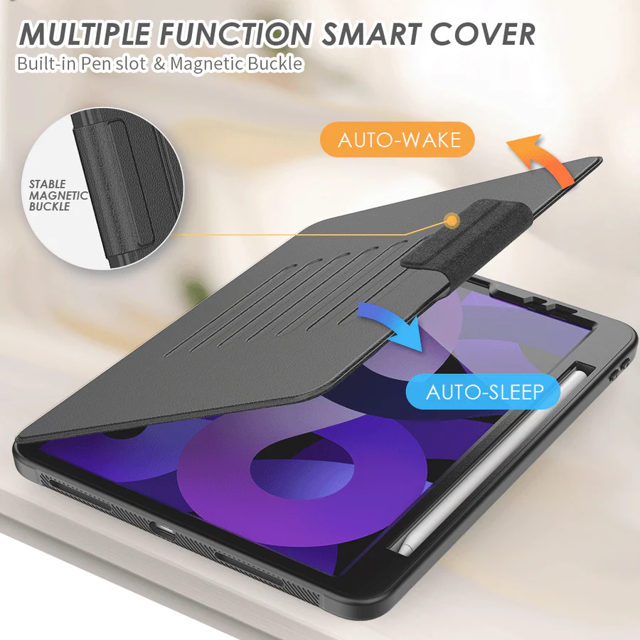 Étui Smart Cover multifonctionnel pour iPad 7/8/9 (7e/8e/9e génération) 10,2