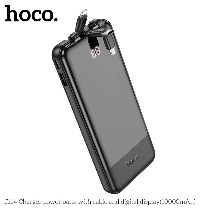 (10000mAh) Battery Pack Charger Portable Power Bank with USB-C Lightning Micro USB Cables