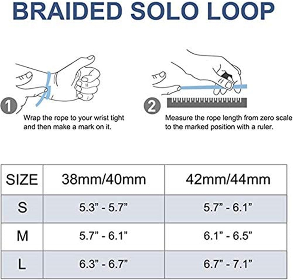 Bracelet de remplacement tressé à boucle solo pour Apple Watch iWatch