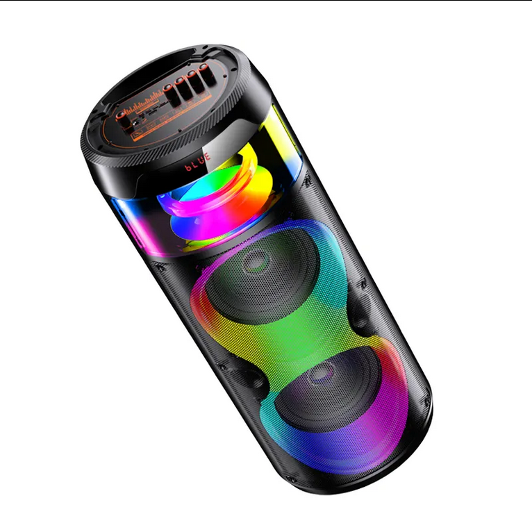 Haut-parleur stéréo Bluetooth sans fil, LED lumineuse colorée, pour fête intérieure et extérieure, avec télécommande et Microphone karaoké