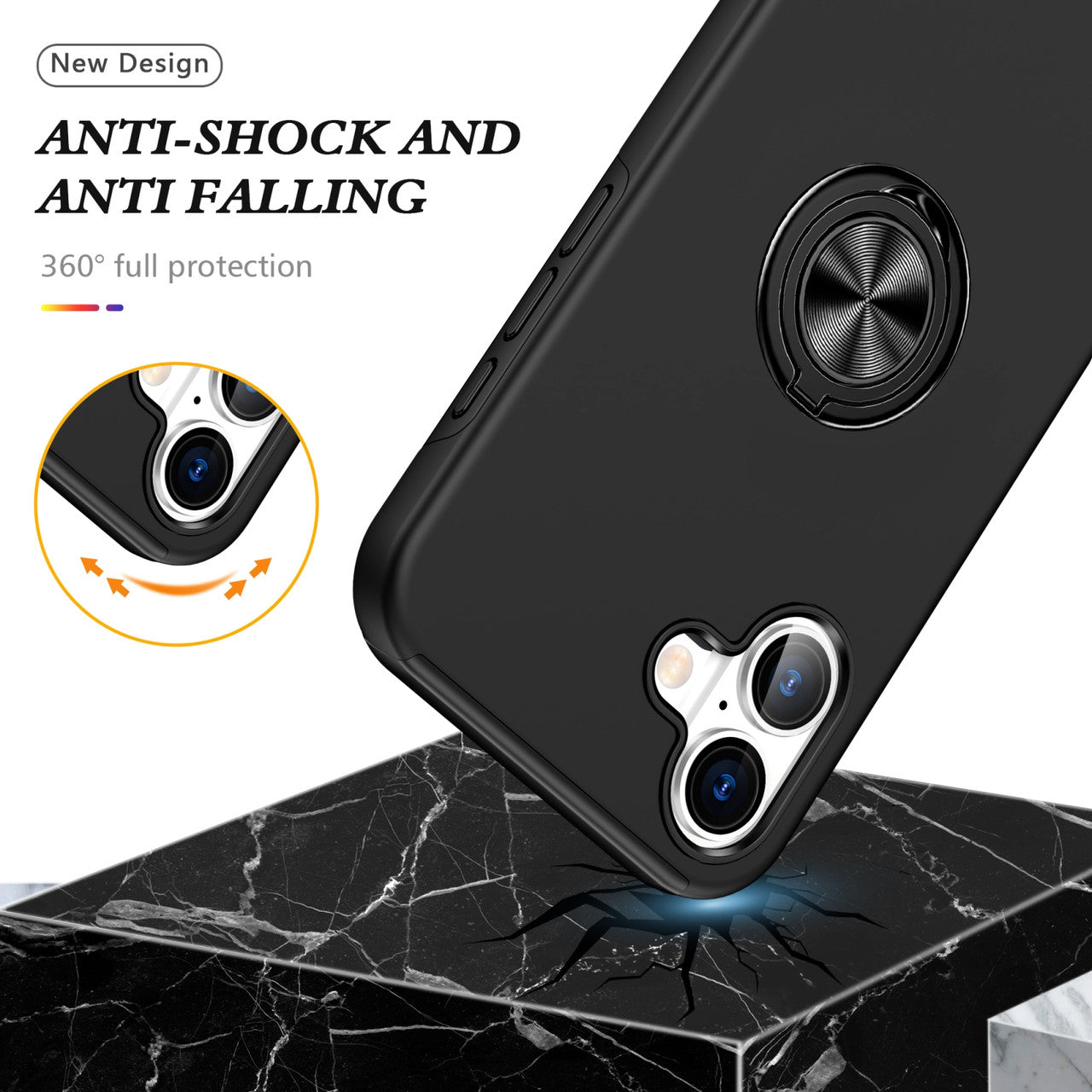 Hybrid Magnetic Invisible Ring Case for iPhone 16