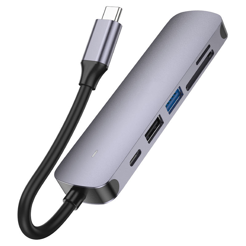 Adaptateur hub USB-C 6 en 1 (USB-C vers USB-C + USB-A 3.0 + SD + TF + HDMI)