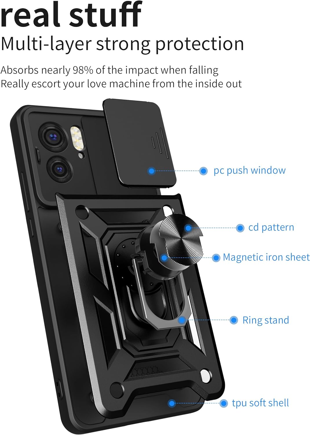 Étui à anneau hybride pour Motorola Moto Edge (2023)