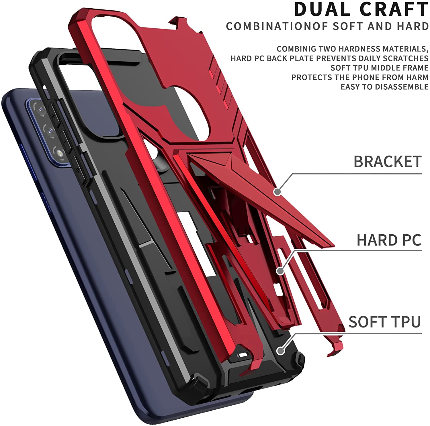 Rugged Kickstand Case for Motorola Moto G Pure (2021) / G Power (2022) / G Play (2023)