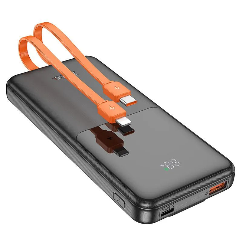 External Battery Charger Portable Power Bank with USB-C Lightning Cables