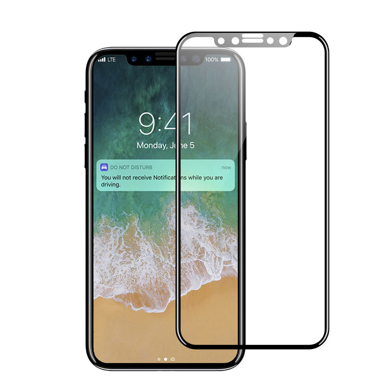 Protecteur d'écran en verre trempé à couverture complète incurvée pour iPhone X / Xs / 11 Pro