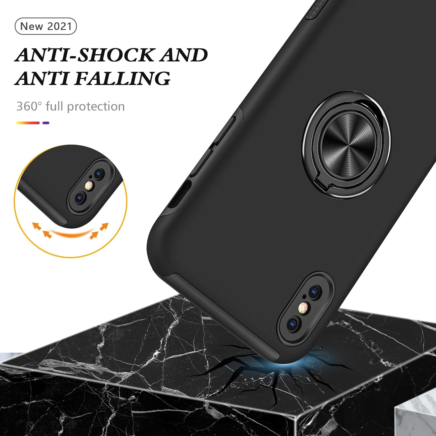 Hybrid Magnetic Invisible Ring Case for iPhone X / XS