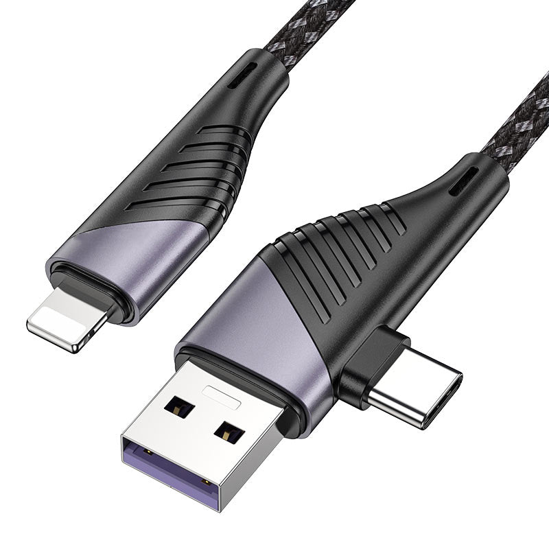 Nylon Braided USB-A / USB-C to Lightning Fast Charging Data Cable (1m)