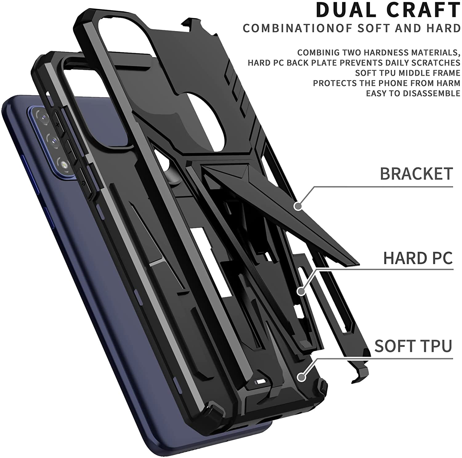 Rugged Kickstand Case for Motorola Moto G Pure (2021) / G Power (2022) / G Play (2023)