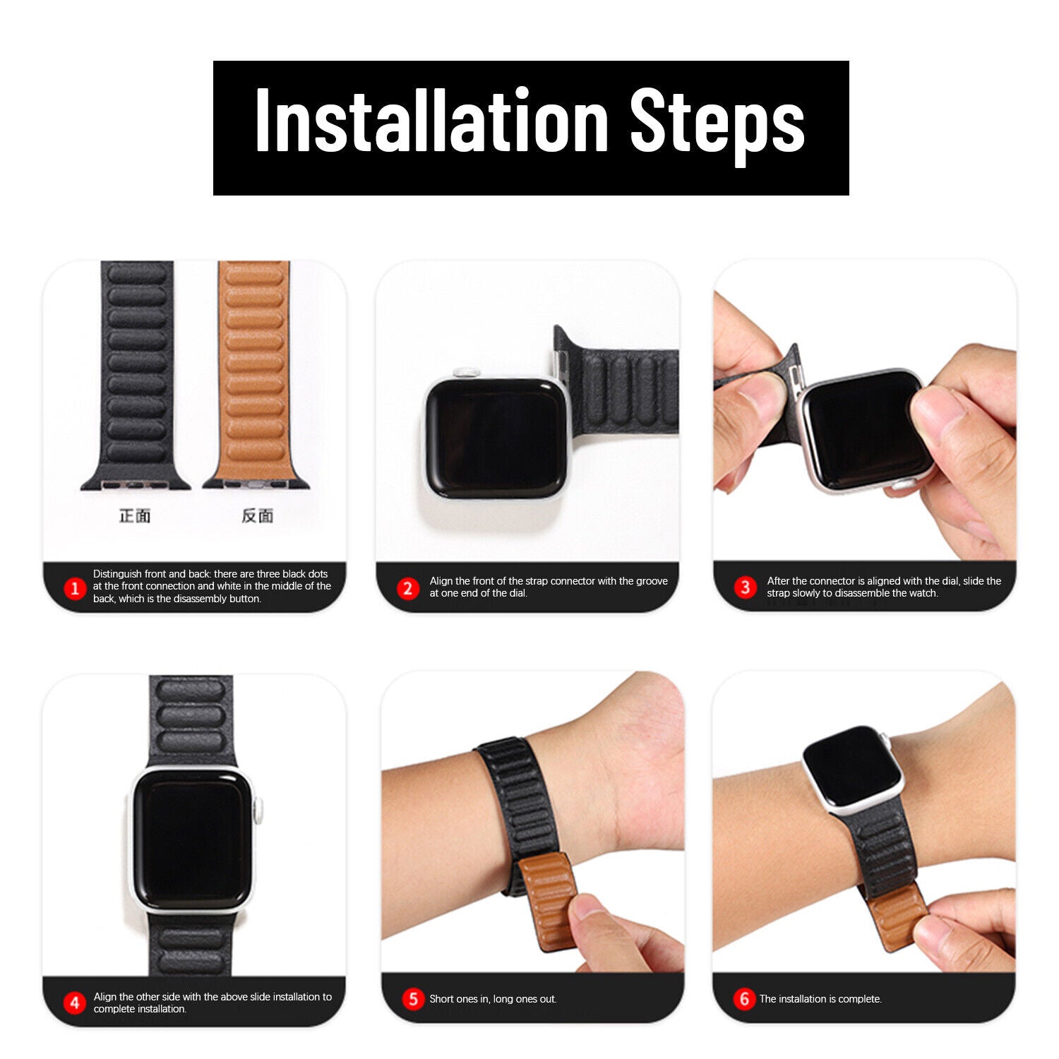 Leather Link Replacement Band Strap for Apple Watch iWatch