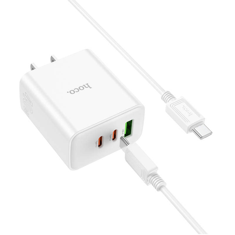 PD 40W Triple Ports Port USB-A et 2x Ports USB-C Adaptateur secteur pour chargeur mural