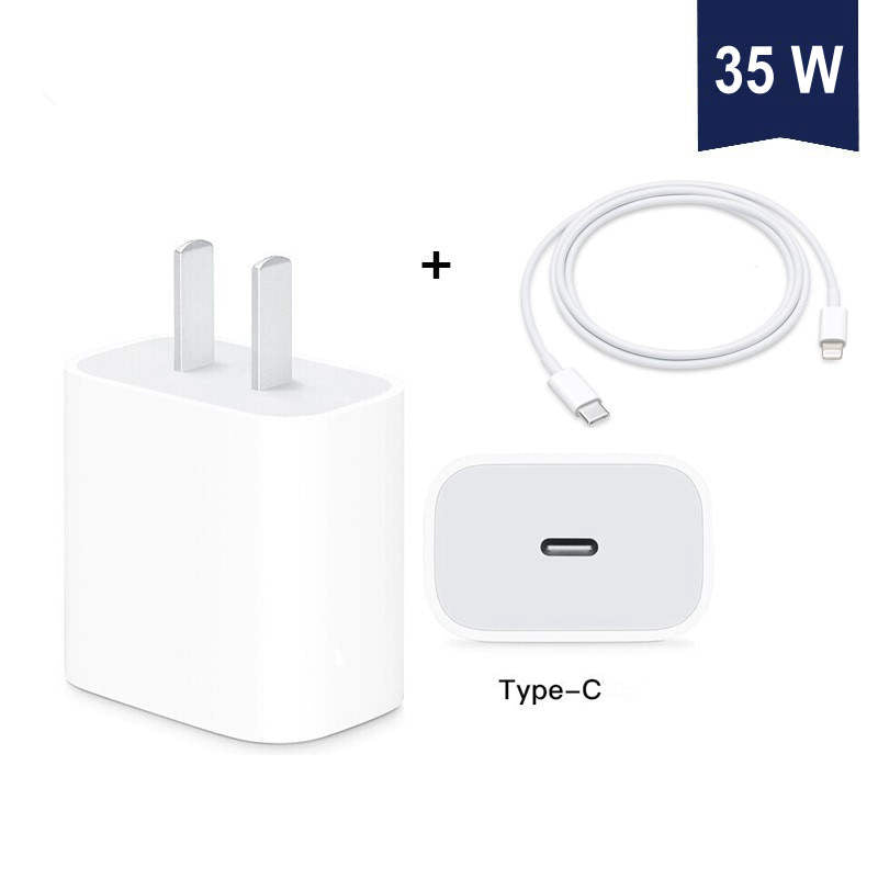 (35 W) Adaptateur secteur à charge rapide USB-C Chargeur mural et câble USB-C vers Lightning/USB-C