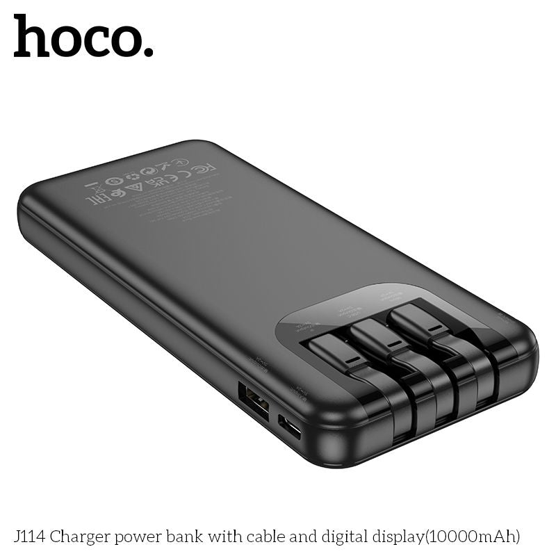 (10000mAh) Battery Pack Charger Portable Power Bank with USB-C Lightning Micro USB Cables