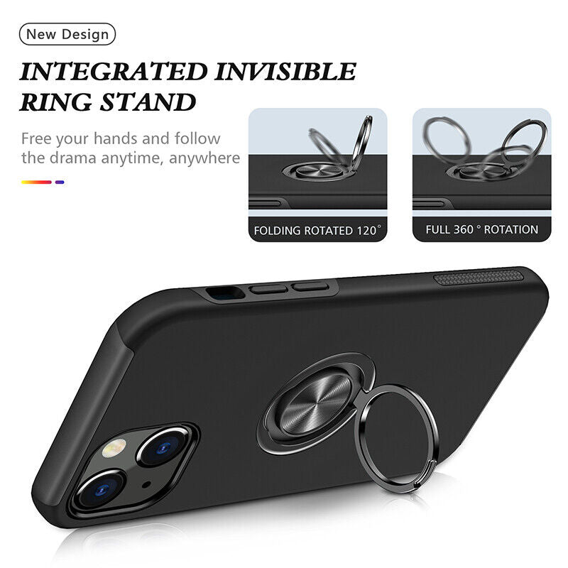 Coque hybride magnétique avec anneau invisible pour iPhone 12 / iPhone 12 Pro