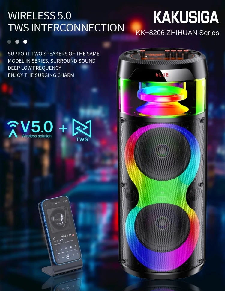 Colorful Luminous LED Indoor Outdoor Party Wireless Bluetooth Stereo Speaker with Remote & Karaoke Microphone