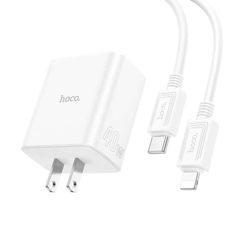 PD 40W Triple Ports Port USB-A et 2x Ports USB-C Adaptateur secteur pour chargeur mural