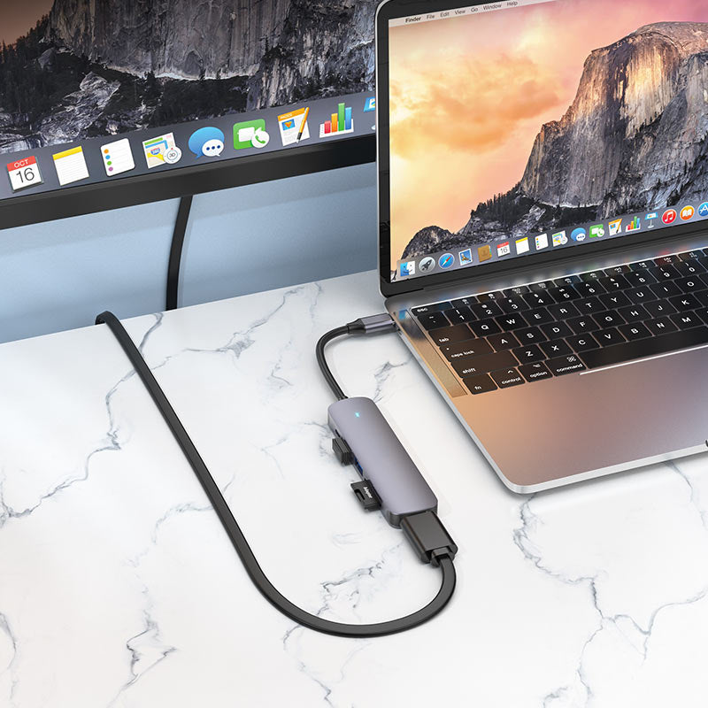 Adaptateur hub USB-C 6 en 1 (USB-C vers USB-C + USB-A 3.0 + SD + TF + HDMI)