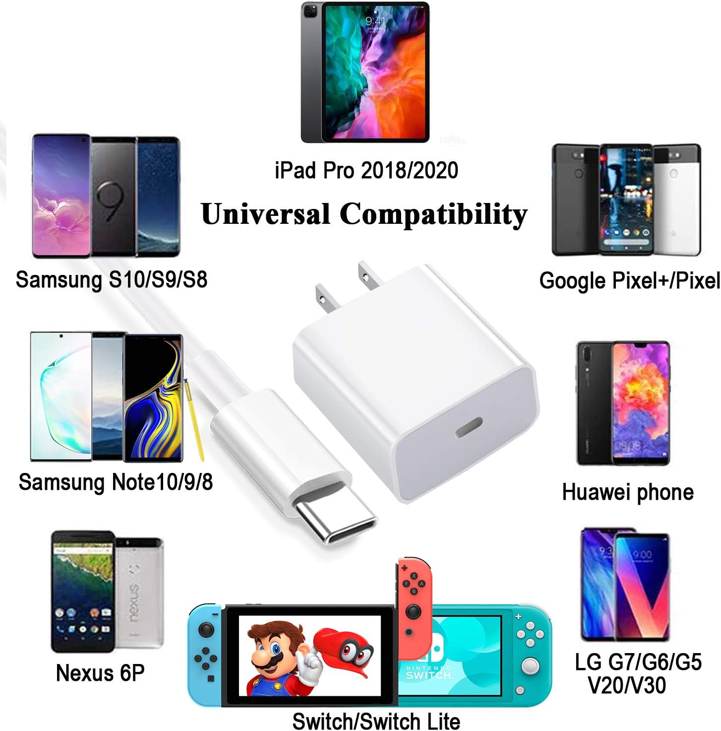 (35W) USB-C Fast Charging Power Adapter Wall Charger & USB-C to Lightning / USB-C Cable