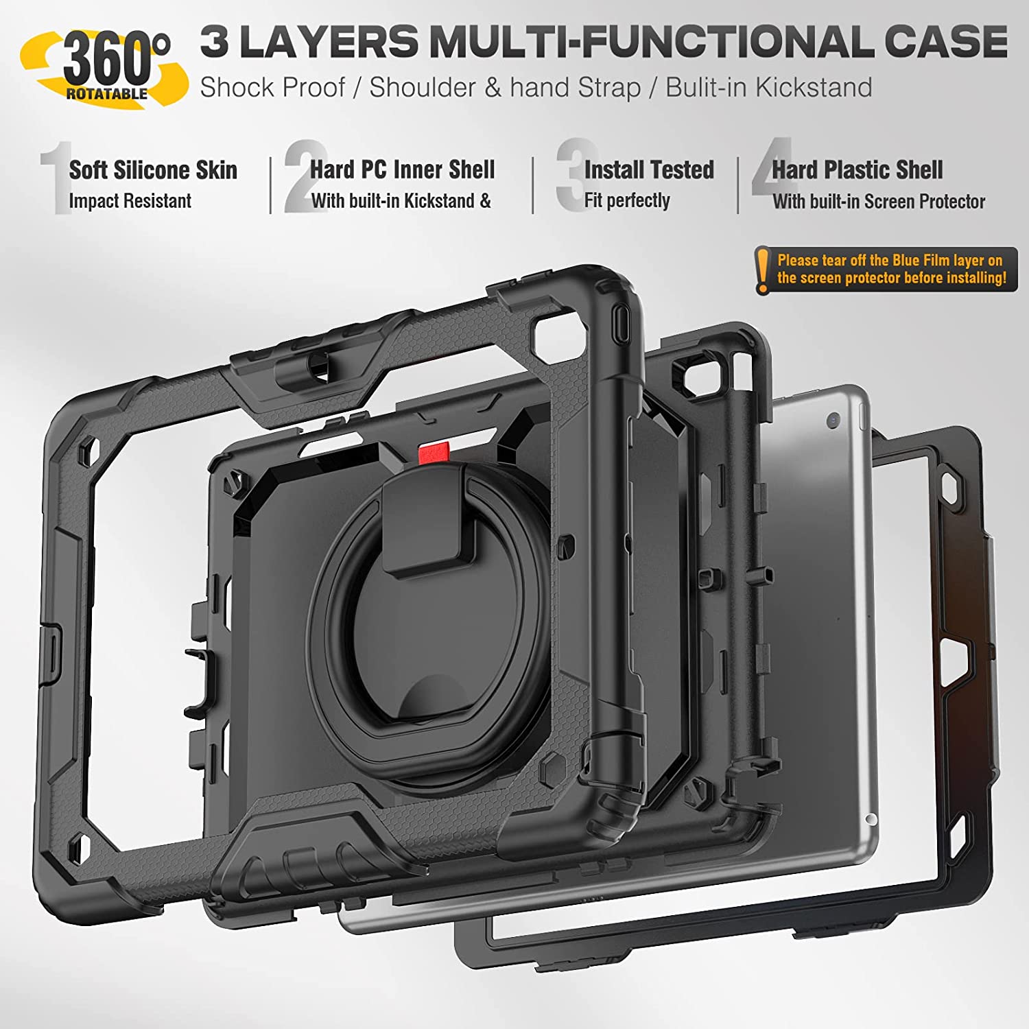 Rugged Defender Ring Case for iPad Air 4 / 5 (4th / 5th Gen.) / iPad Pro 11