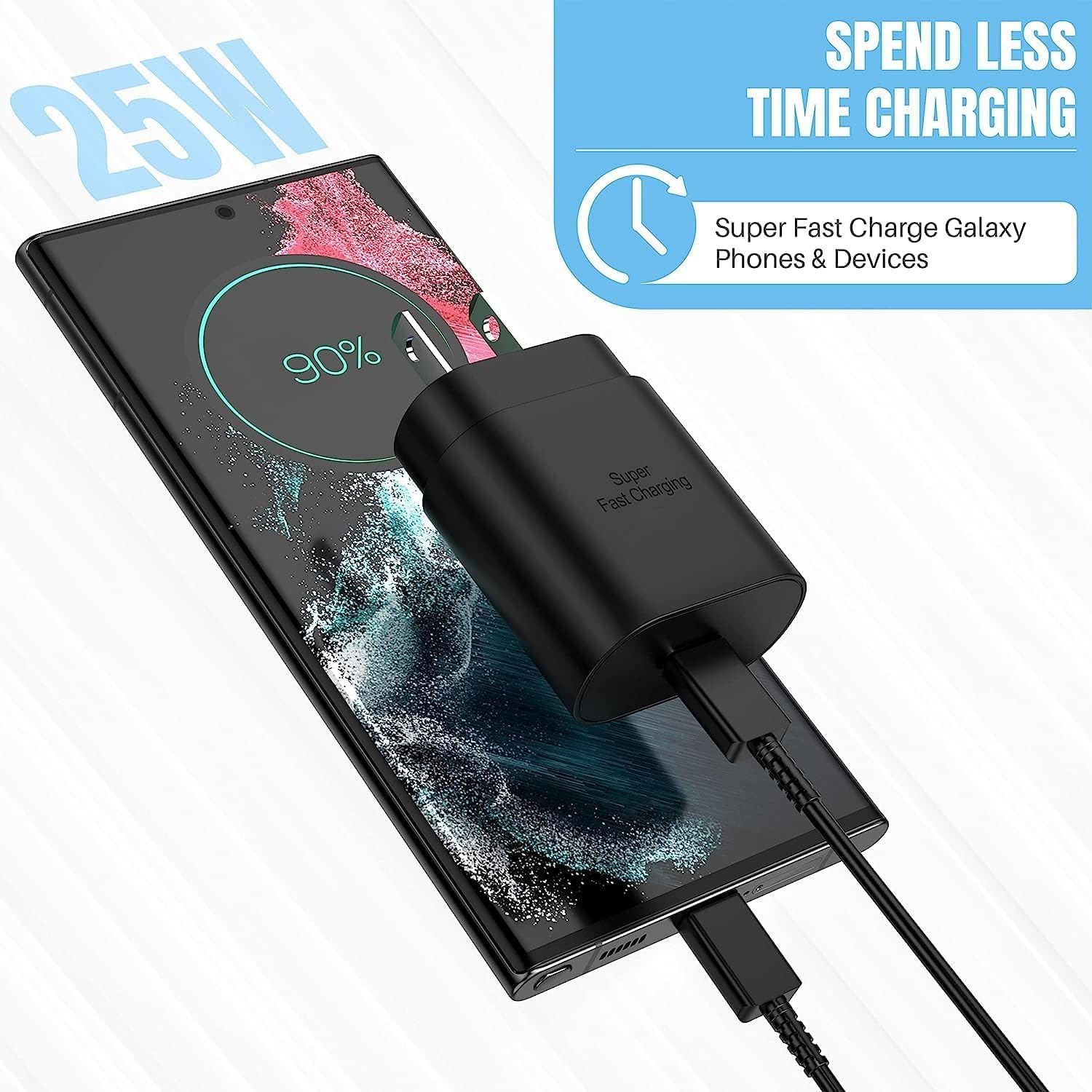 (25W) USB-C Fast Charging Power Adapter Wall Charger for Samsung Motorola Google Phones