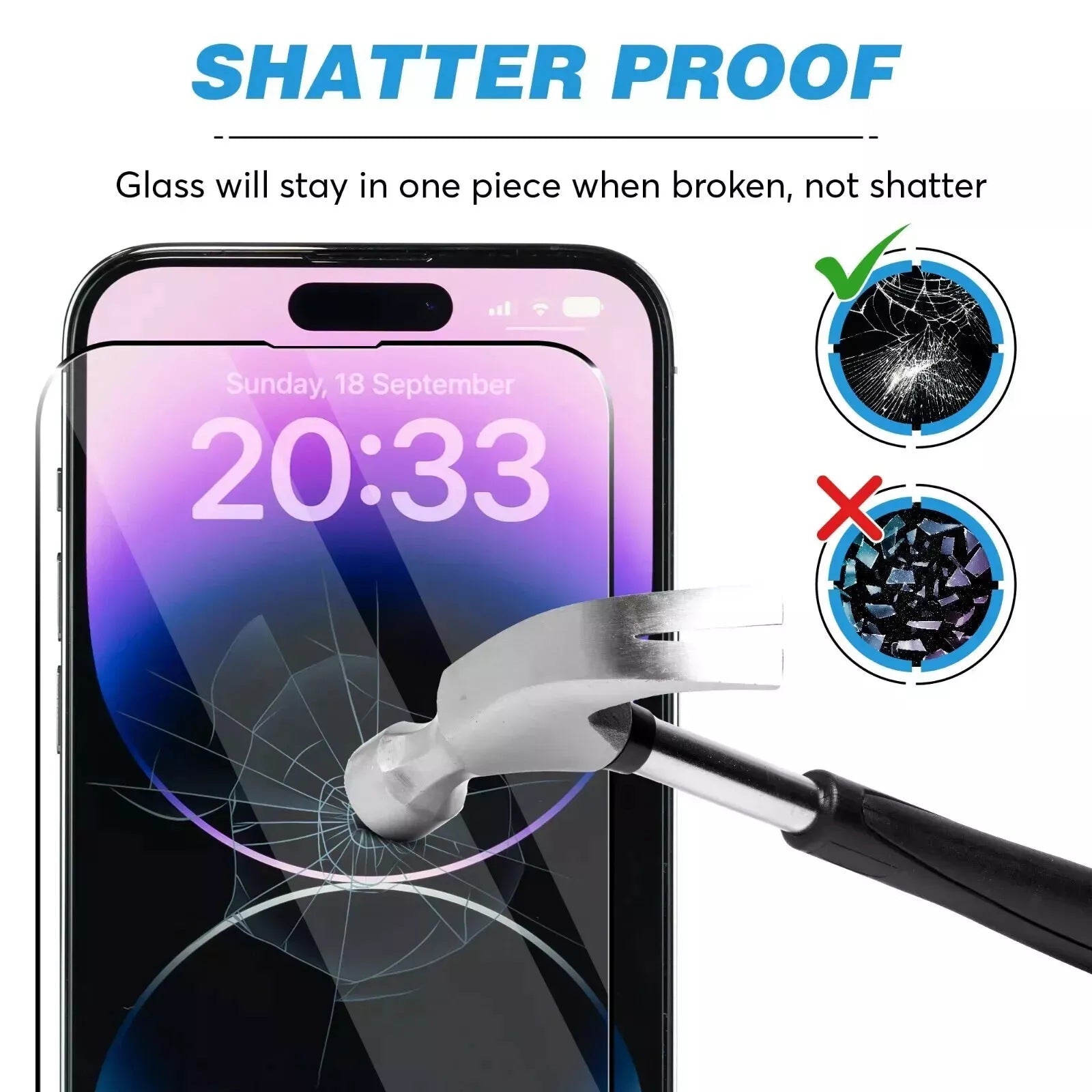 (2 Pack) Curved Full Coverage Tempered Glass Screen Protector for iPhone 15 Plus / 16 Plus